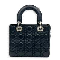 Lady Dior My ABCDior Small Black Top Handle Bag in Lambskin, Silver hardware