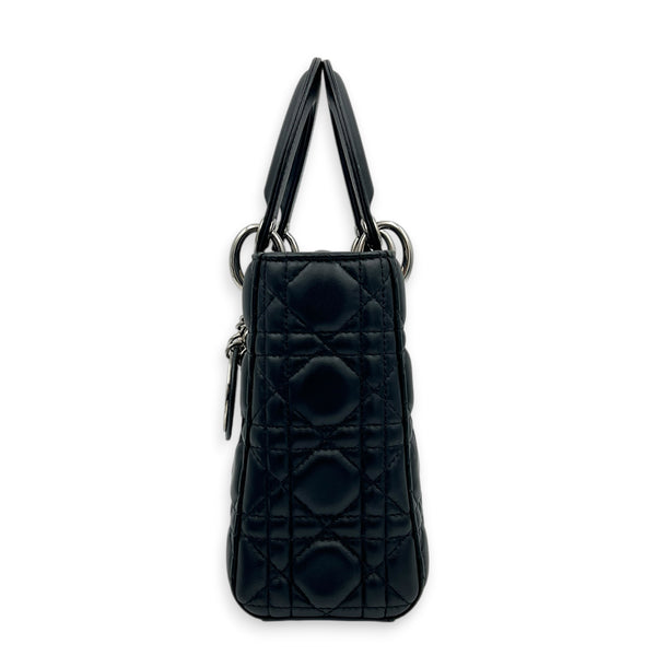 Lady Dior My ABCDior Small Black Top Handle Bag in Lambskin, Silver hardware