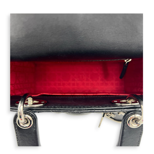 Lady Dior My ABCDior Small Black Top Handle Bag in Lambskin, Silver hardware