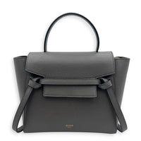 Belt Nano Grey Top Handle Bag in, Gold hardware