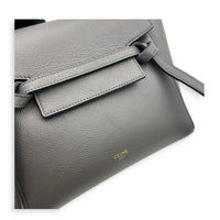 Belt Nano Grey Top Handle Bag in, Gold hardware