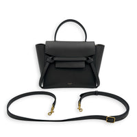 Belt Nano Grey Top Handle Bag in, Gold hardware