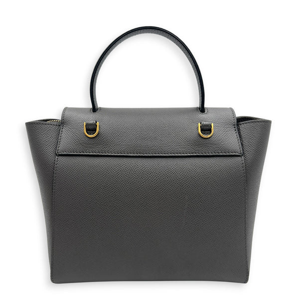 Belt Nano Grey Top Handle Bag in, Gold hardware