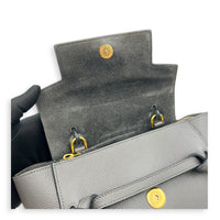 Belt Nano Grey Top Handle Bag in, Gold hardware
