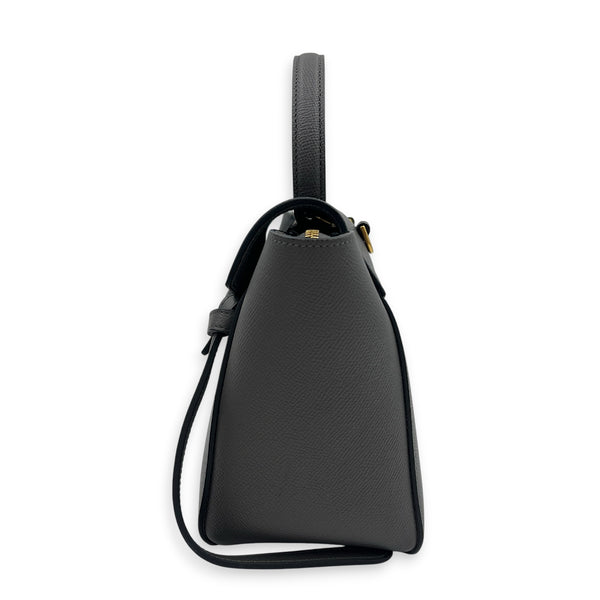 Belt Nano Grey Top Handle Bag in, Gold hardware