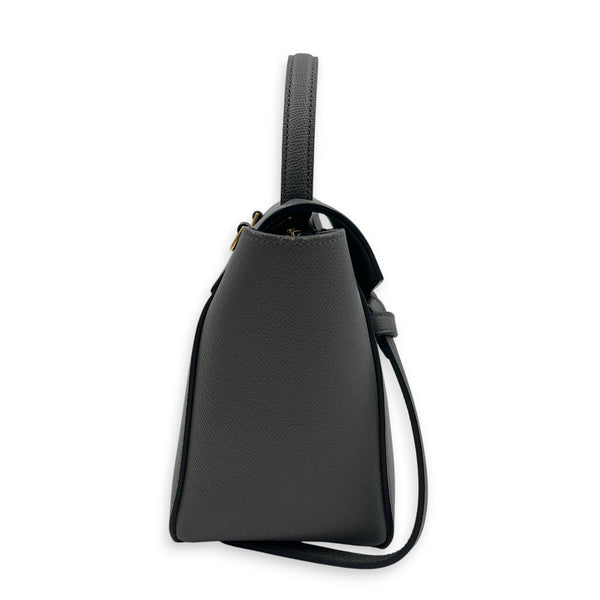 Belt Nano Grey Top Handle Bag in, Gold hardware