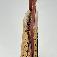 Cylinder Pouch Brown Crossbody Bag in Raffia