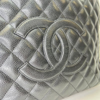 GST Black Tote Bag in Caviar Leather, Gold hardware